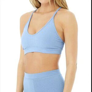 ALO Yoga Blue Skies Ribbed Sports Bra / Size: S